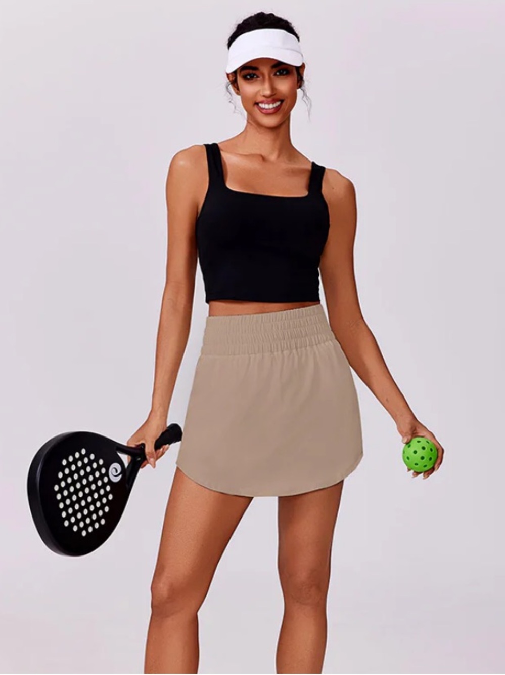 Pinspark Tan Elastic Waist Athletic Skort